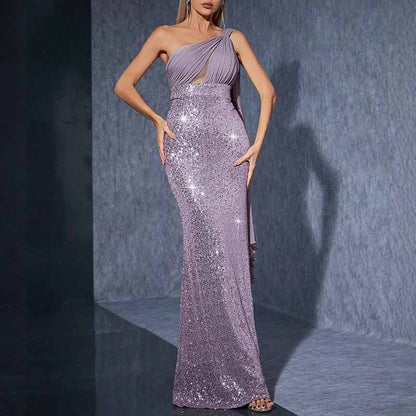 One Shoulder Mermaid Sequin Prom Dress – Long Evening Gown for Formal Party & Red Carpet
