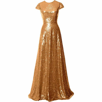 Womens Prom Dress Halter Sequin Long Bridesmaid Dress Cowlback Formal Evening Gown