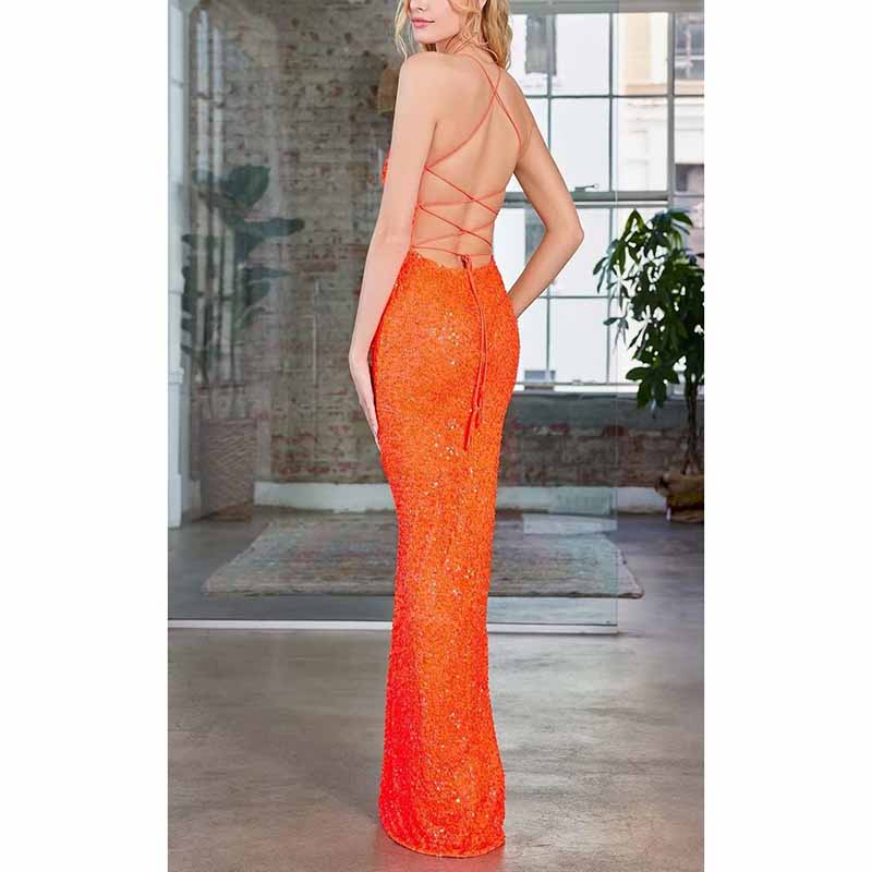 Mermaid Sparkly Glitter Evening Gown Spaghetti Straps Long Formal Dress