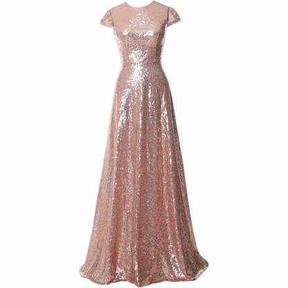 Womens Prom Dress Halter Sequin Long Bridesmaid Dress Cowlback Formal Evening Gown