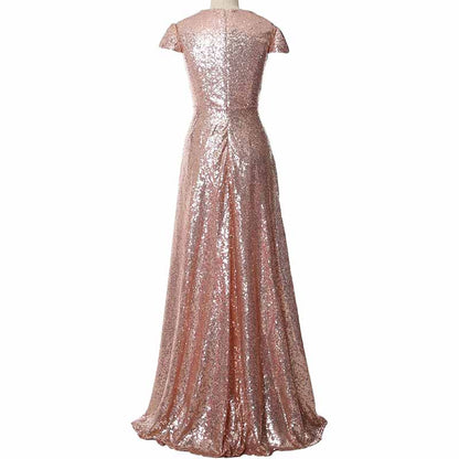 Womens Prom Dress Halter Sequin Long Bridesmaid Dress Cowlback Formal Evening Gown