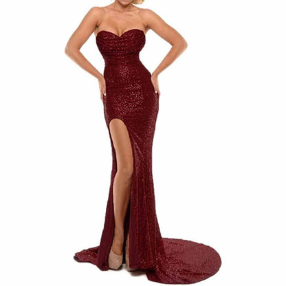 Sweetheart Sheath Evening Dress With Split Front