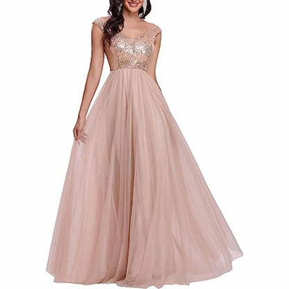 Off The Shoulder Bridesmaid Dress with Sequined Top High Waisted Long Prom Dress