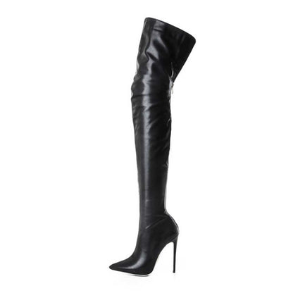 Stylish black sexy thigh high boots with heels for a fashionable statement look