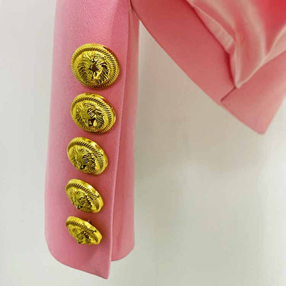 Women's Deep V Neck Fitted Style One Button Blazer Jacket Black Pink White