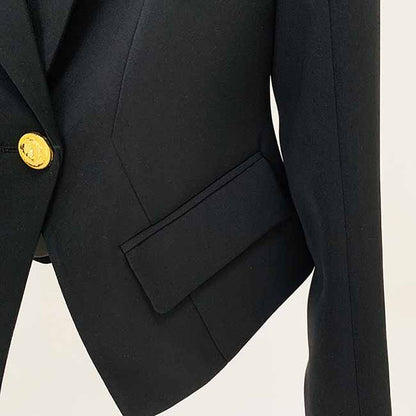 Women's Deep V Neck Fitted Style One Button Blazer Jacket Black Pink White