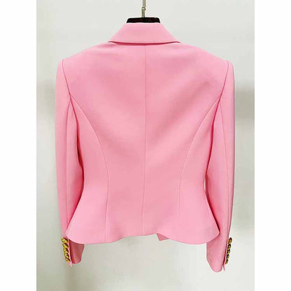 Women's Deep V Neck Fitted Style One Button Blazer Jacket Black Pink White