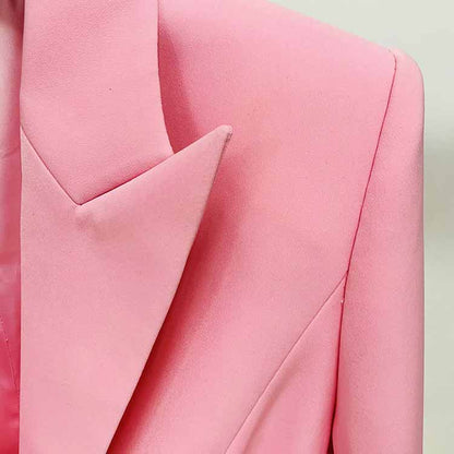 Women's Deep V Neck Fitted Style One Button Blazer Jacket Black Pink White