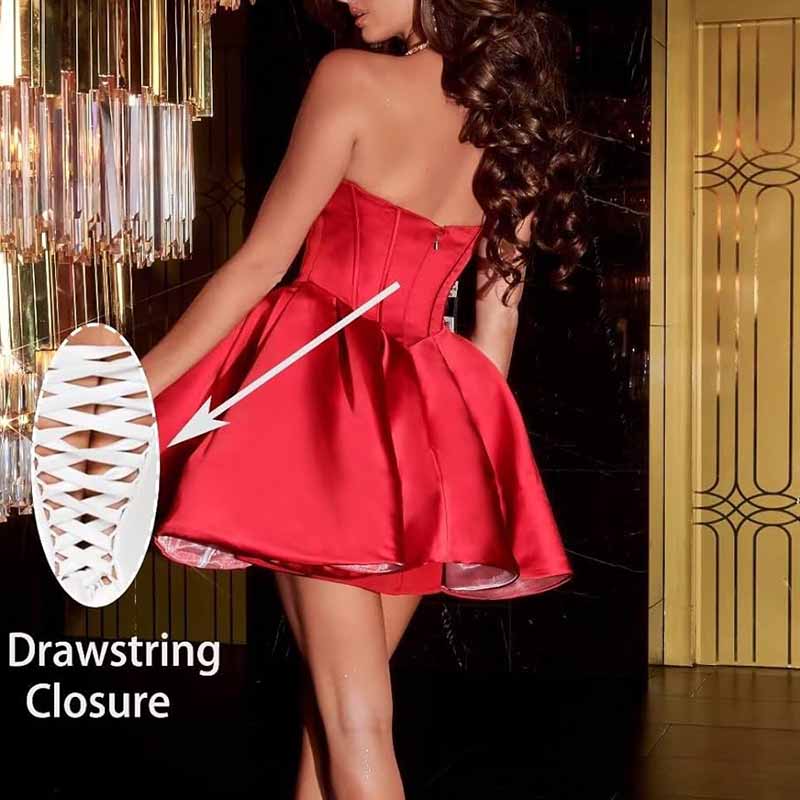 Sweetheart Short Homecoming Dresses for Teens Strapless Boned Bodice Corset Prom Dress