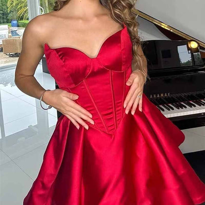 Sweetheart Short Homecoming Dresses for Teens Strapless Boned Bodice Corset Prom Dress