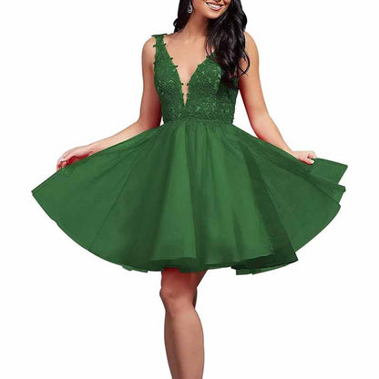 Ladies Embroidered-Bodice Short Homecoming Dress A-Line Prom Dresses Short Dance Party Dress