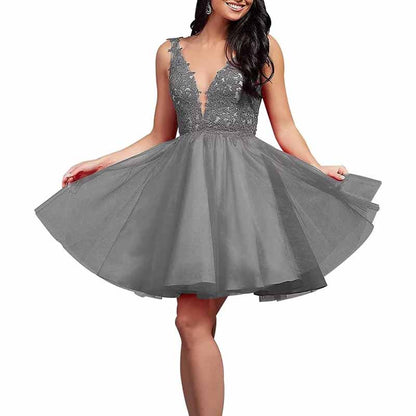 Ladies Embroidered-Bodice Short Homecoming Dress A-Line Prom Dresses Short Dance Party Dress