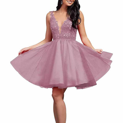 Ladies Embroidered-Bodice Short Homecoming Dress A-Line Prom Dresses Short Dance Party Dress