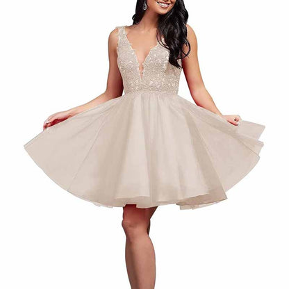 Ladies Embroidered-Bodice Short Homecoming Dress A-Line Prom Dresses Short Dance Party Dress