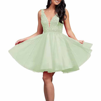Ladies Embroidered-Bodice Short Homecoming Dress A-Line Prom Dresses Short Dance Party Dress