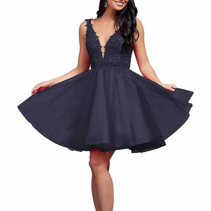 Ladies Embroidered-Bodice Short Homecoming Dress A-Line Prom Dresses Short Dance Party Dress