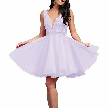 Ladies Embroidered-Bodice Short Homecoming Dress A-Line Prom Dresses Short Dance Party Dress