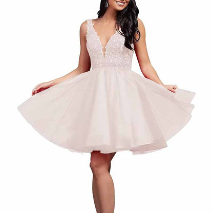 Ladies Embroidered-Bodice Short Homecoming Dress A-Line Prom Dresses Short Dance Party Dress