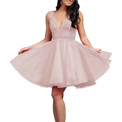 Ladies Embroidered-Bodice Short Homecoming Dress A-Line Prom Dresses Short Dance Party Dress