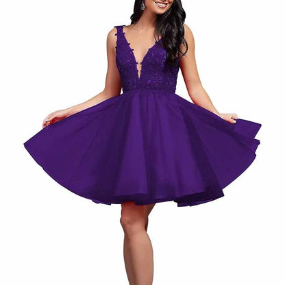 Ladies Embroidered-Bodice Short Homecoming Dress A-Line Prom Dresses Short Dance Party Dress
