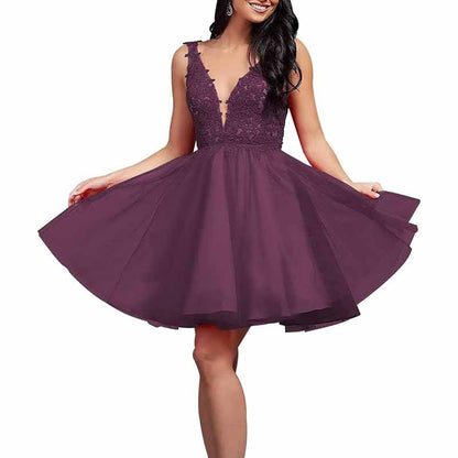 Ladies Embroidered-Bodice Short Homecoming Dress A-Line Prom Dresses Short Dance Party Dress