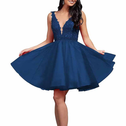 Ladies Embroidered-Bodice Short Homecoming Dress A-Line Prom Dresses Short Dance Party Dress