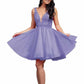 Ladies Embroidered-Bodice Short Homecoming Dress A-Line Prom Dresses Short Dance Party Dress