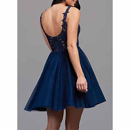 Ladies Embroidered-Bodice Short Homecoming Dress A-Line Prom Dresses Short Dance Party Dress