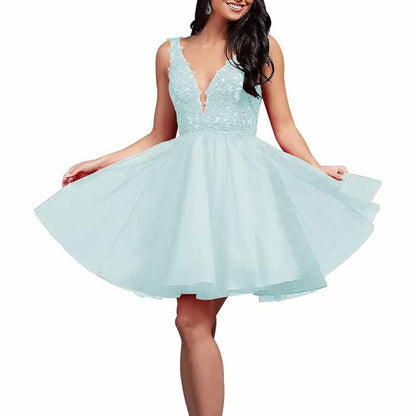Ladies Embroidered-Bodice Short Homecoming Dress A-Line Prom Dresses Short Dance Party Dress