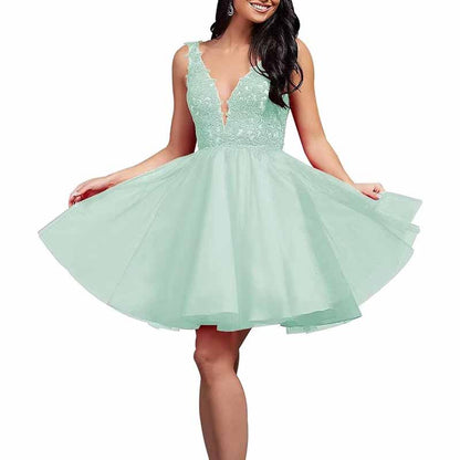 Ladies Embroidered-Bodice Short Homecoming Dress A-Line Prom Dresses Short Dance Party Dress