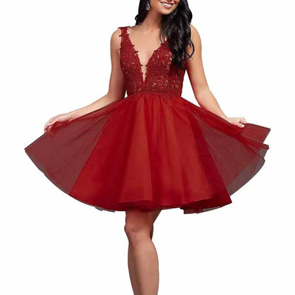 Ladies Embroidered-Bodice Short Homecoming Dress A-Line Prom Dresses Short Dance Party Dress