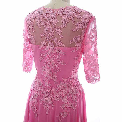 Women Midi Mother Bride Dresses 3/4 Sleeves V Neck Wedding Guest Tea Length Bridesmaid Dress