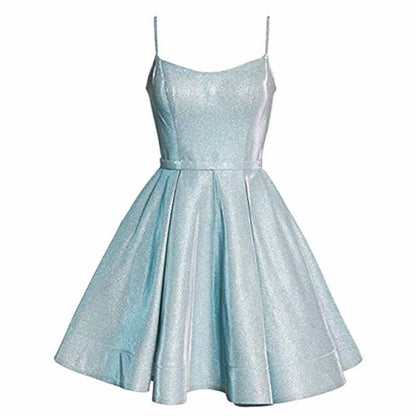 Womens Spaghetti Straps A-Line Mini Homecoming Dress Cocktail Dress