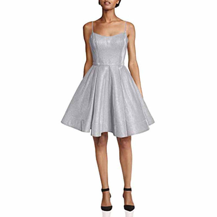 Elegant Spaghetti Strap V-neck A-line Short Mini Homecoming Dress,EPT578 main image 1