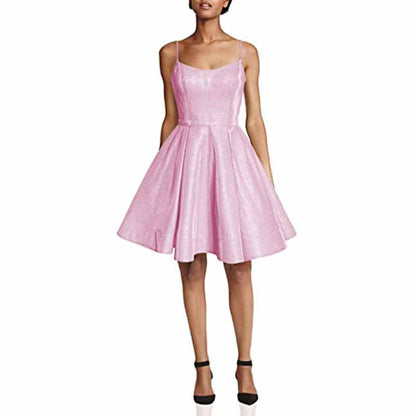 Womens Spaghetti Straps A-Line Mini Homecoming Dress Cocktail Dress