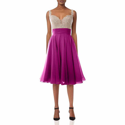 Women Straps Wedding Party Formal Gown Short Lace Prom Homecoming Dress