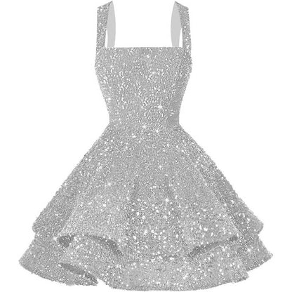 Short Sparkly Homecoming Dresses Sweet 16 Tiered Short Cocktail Party Gown
