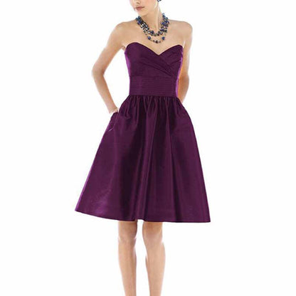 A-line Off-The-Shoulder Short/Mini Satin Prom Dresses With Pocket