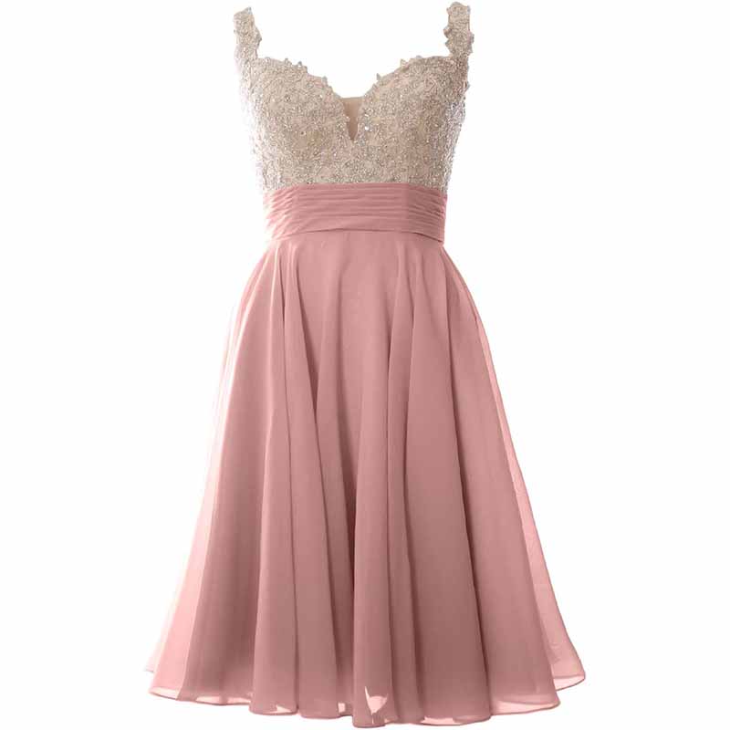 Women Straps Wedding Party Formal Gown Short Lace Prom Homecoming Dress