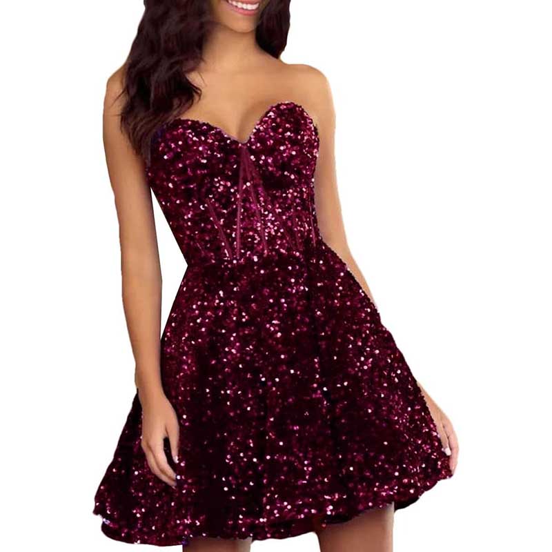 Juniors Sweetheart Short Prom Velvet Sequins Homecoming Dress A Line Graduation Gown