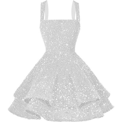 Short Sparkly Homecoming Dresses Sweet 16 Tiered Short Cocktail Party Gown