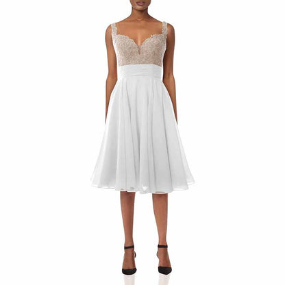 Women Straps Wedding Party Formal Gown Short Lace Prom Homecoming Dress