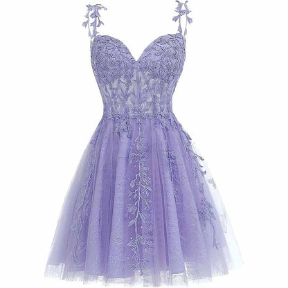 Junior's Spaghetti Straps Lace Homecoming Dress for Teens Tulle Short Prom Dresses