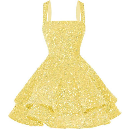 Short Sparkly Homecoming Dresses Sweet 16 Tiered Short Cocktail Party Gown