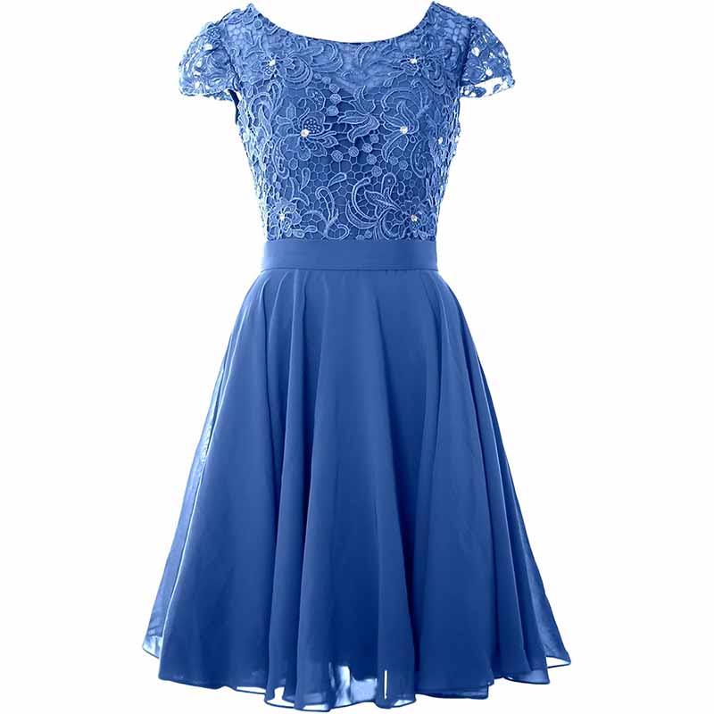 Ladies Lace Homecoming Dress Short Party Gown Cap Sleeve Middle Length Mother of The Bride Dress