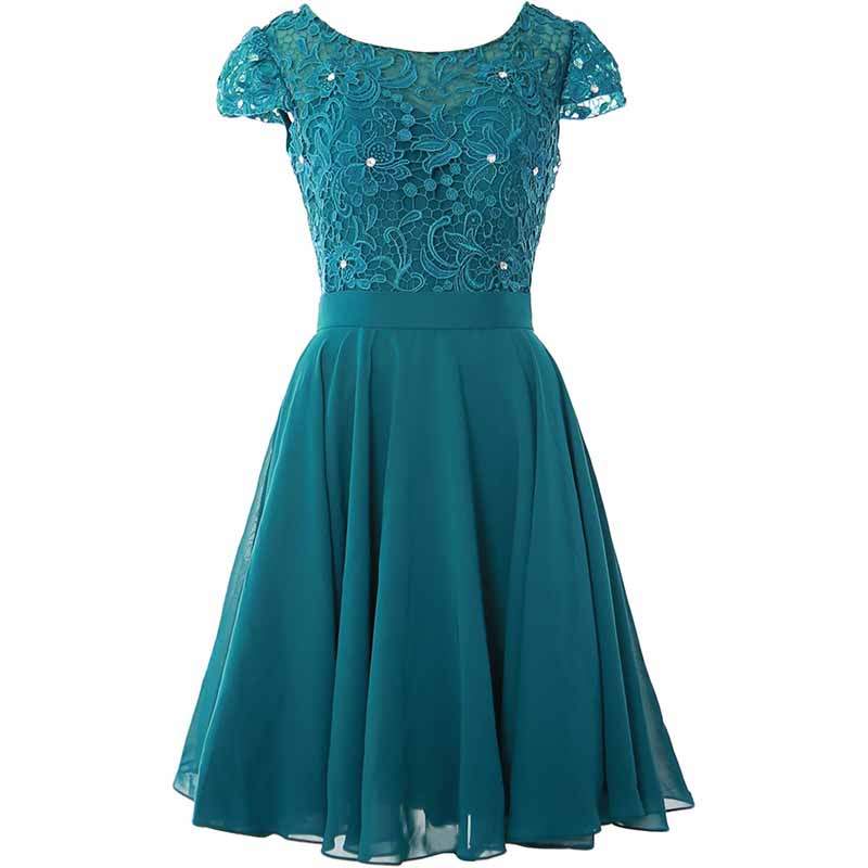 Ladies Lace Homecoming Dress Short Party Gown Cap Sleeve Middle Length Mother of The Bride Dress