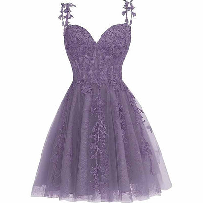 Junior's Spaghetti Straps Lace Homecoming Dress for Teens Tulle Short Prom Dresses
