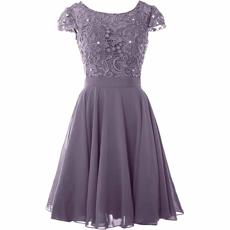 Ladies Lace Homecoming Dress Short Party Gown Cap Sleeve Middle Length Mother of The Bride Dress