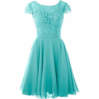 Short Lace Homecoming Dress Short Party Gown Cap Sleeve Middle Length Mother of The Bride Dress