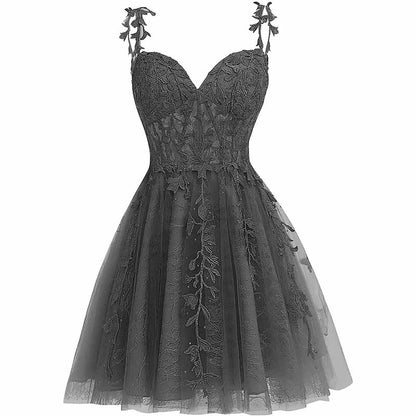 Junior's Spaghetti Straps Lace Homecoming Dress for Teens Tulle Short Prom Dresses